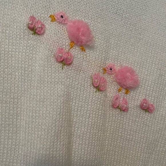 Nordstrom Made in Italy Handmade White and Pink Acrylic Baby Blanket 32x38 - Picture 15 of 16